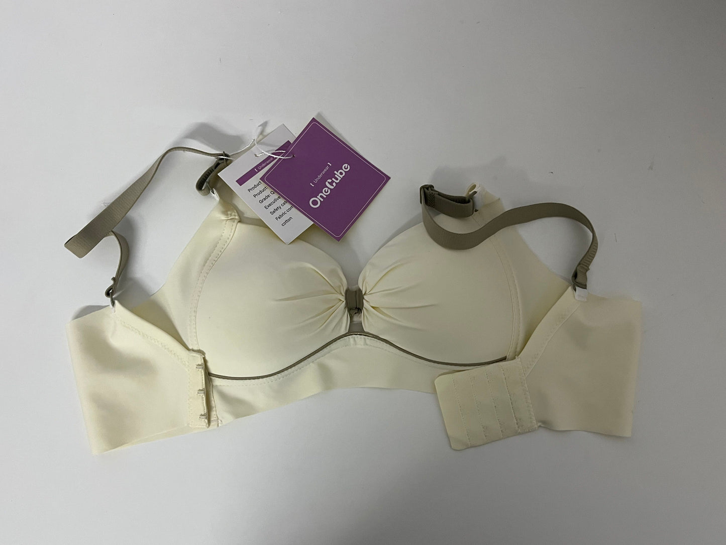 [OneCube Bras]-Cream White Wireless Bra - Comfortable, Supportive & Breathable Lingerie