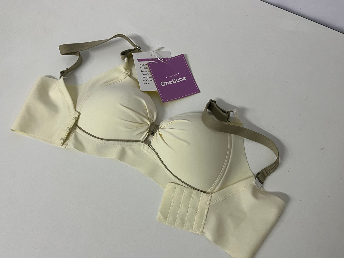 [OneCube Bras]-Cream White Wireless Bra - Comfortable, Supportive & Breathable Lingerie