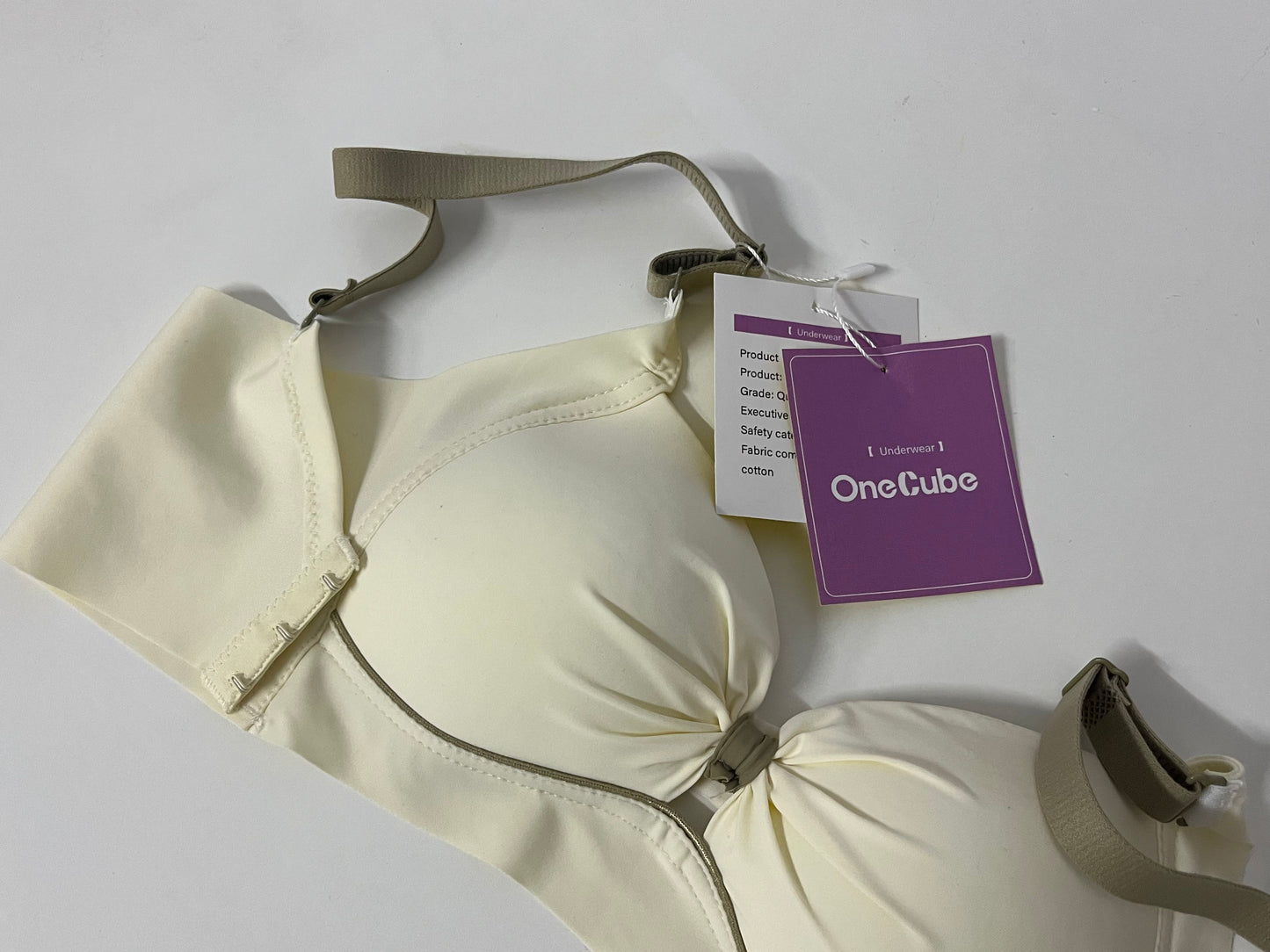 [OneCube Bras]-Cream White Wireless Bra - Comfortable, Supportive & Breathable Lingerie