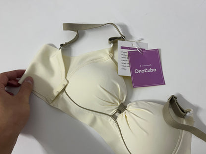 [OneCube Bras]-Cream White Wireless Bra - Comfortable, Supportive & Breathable Lingerie
