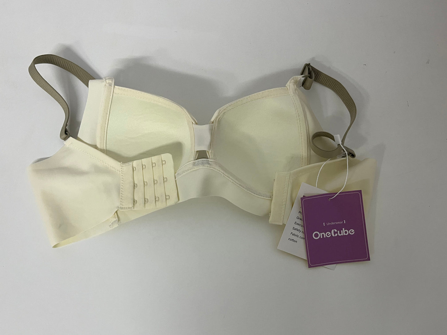[OneCube Bras]-Cream White Wireless Bra - Comfortable, Supportive & Breathable Lingerie