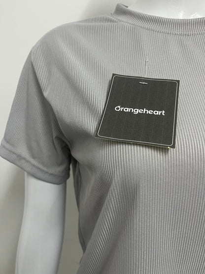 【Orangeheart Ribbed Curved-Hem T-Shirt】—— Effortless Comfort & Everyday Style