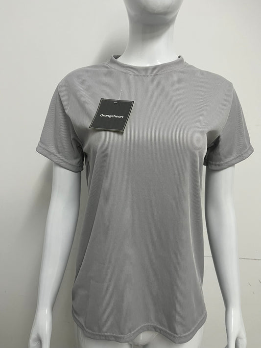 【Orangeheart Ribbed Curved-Hem T-Shirt】—— Effortless Comfort & Everyday Style