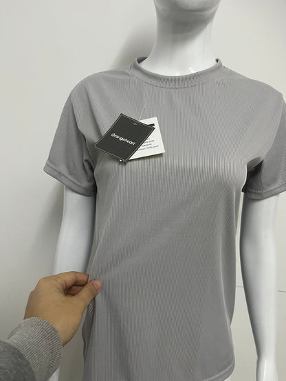 【Orangeheart Ribbed Curved-Hem T-Shirt】—— Effortless Comfort & Everyday Style