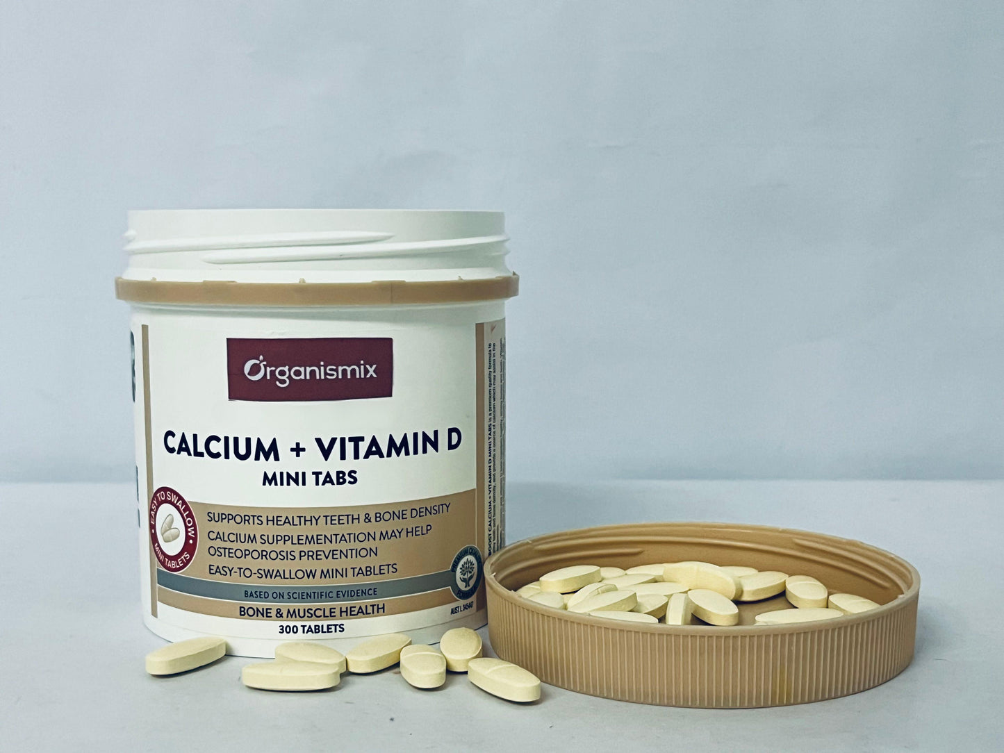 Organismix Calcium + Vitamin D Mini Tabs, 300 Count | Supports Healthy Teeth, Bone Density & Osteoporosis Prevention