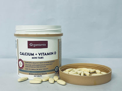 Organismix Calcium + Vitamin D Mini Tabs, 300 Count | Supports Healthy Teeth, Bone Density & Osteoporosis Prevention