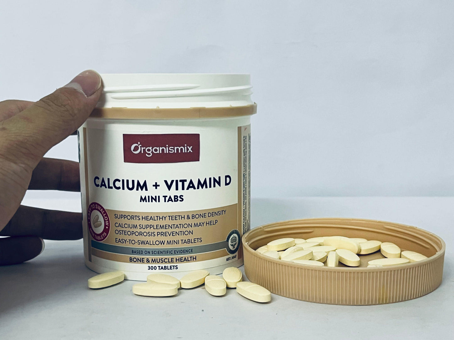 Organismix Calcium + Vitamin D Mini Tabs, 300 Count | Supports Healthy Teeth, Bone Density & Osteoporosis Prevention