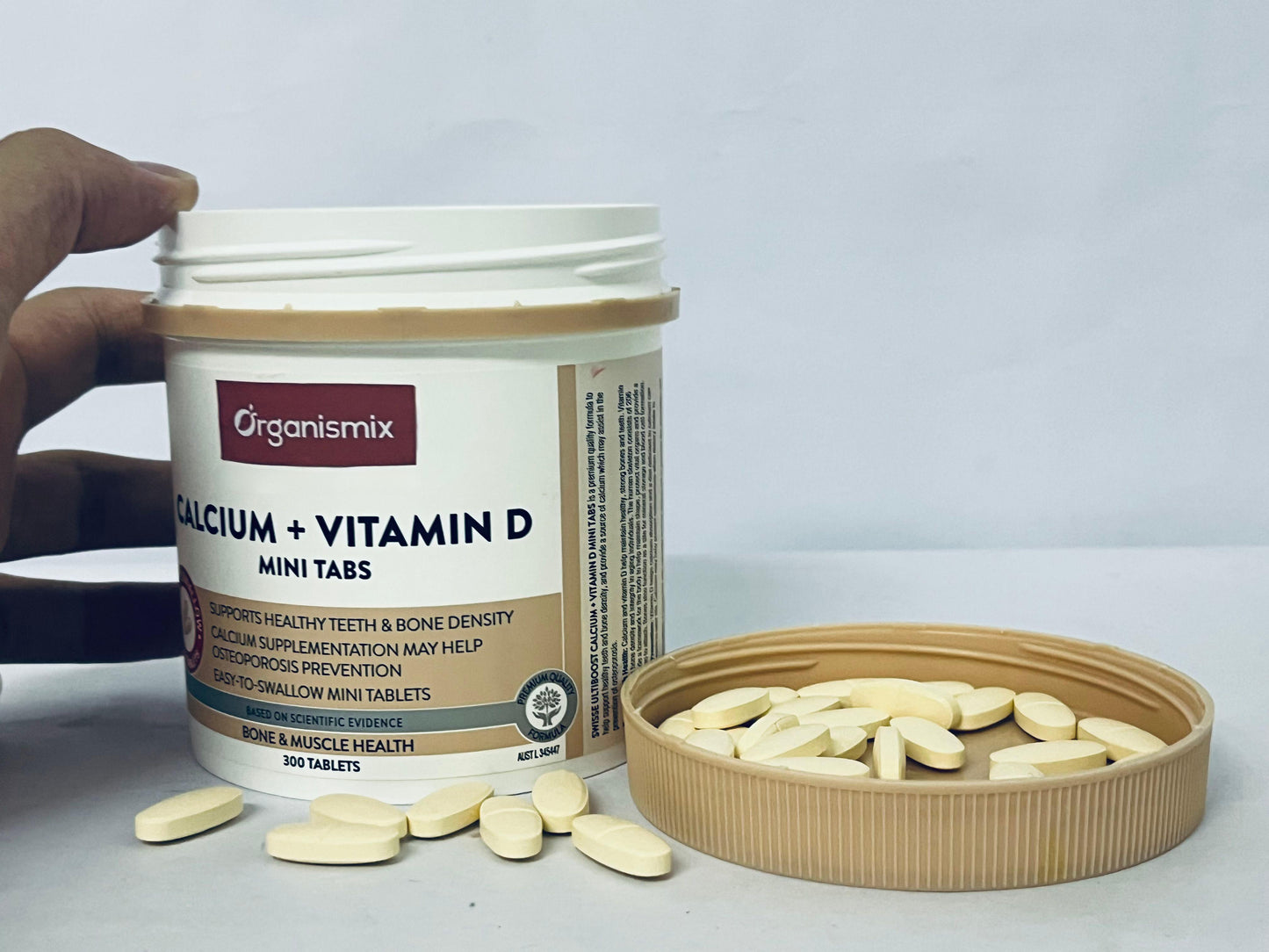 Organismix Calcium + Vitamin D Mini Tabs, 300 Count | Supports Healthy Teeth, Bone Density & Osteoporosis Prevention