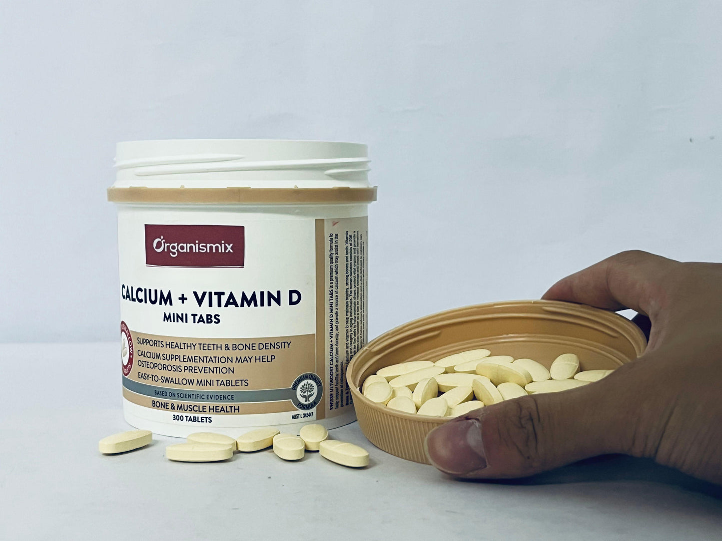 Organismix Calcium + Vitamin D Mini Tabs, 300 Count | Supports Healthy Teeth, Bone Density & Osteoporosis Prevention
