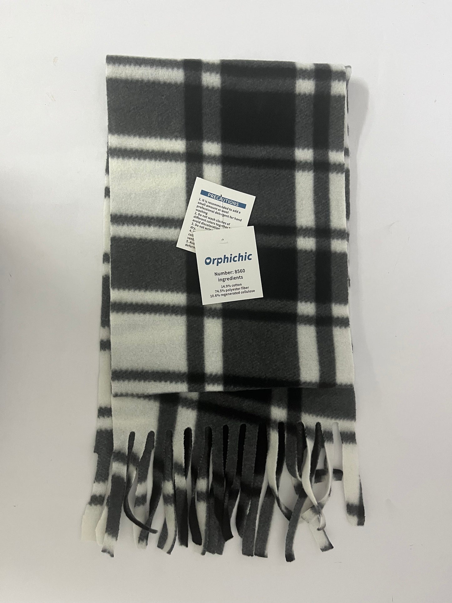 Orphichic  Exquisite Mongolia Wool Scarf - Classic Plaid Design, Opulent Winter Warmth