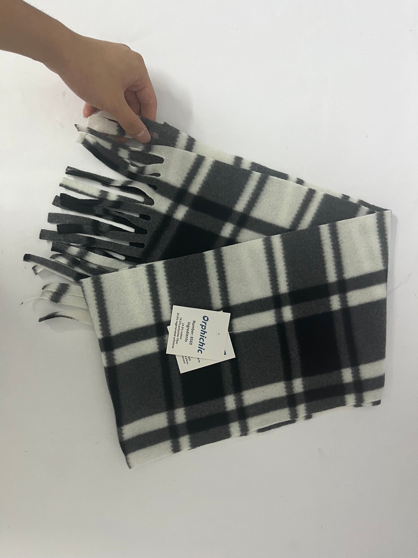 Orphichic  Exquisite Mongolia Wool Scarf - Classic Plaid Design, Opulent Winter Warmth
