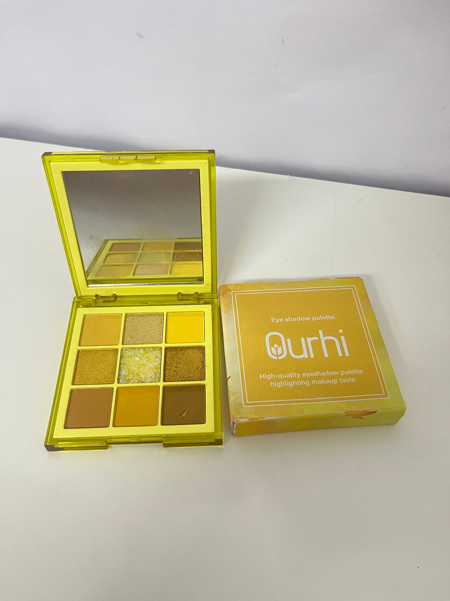 Ourhi 9-Color Warm Yellow Eyeshadow Palette High Pigmentation Long-Lasting A Warm Choice for Eye Makeup Creativity