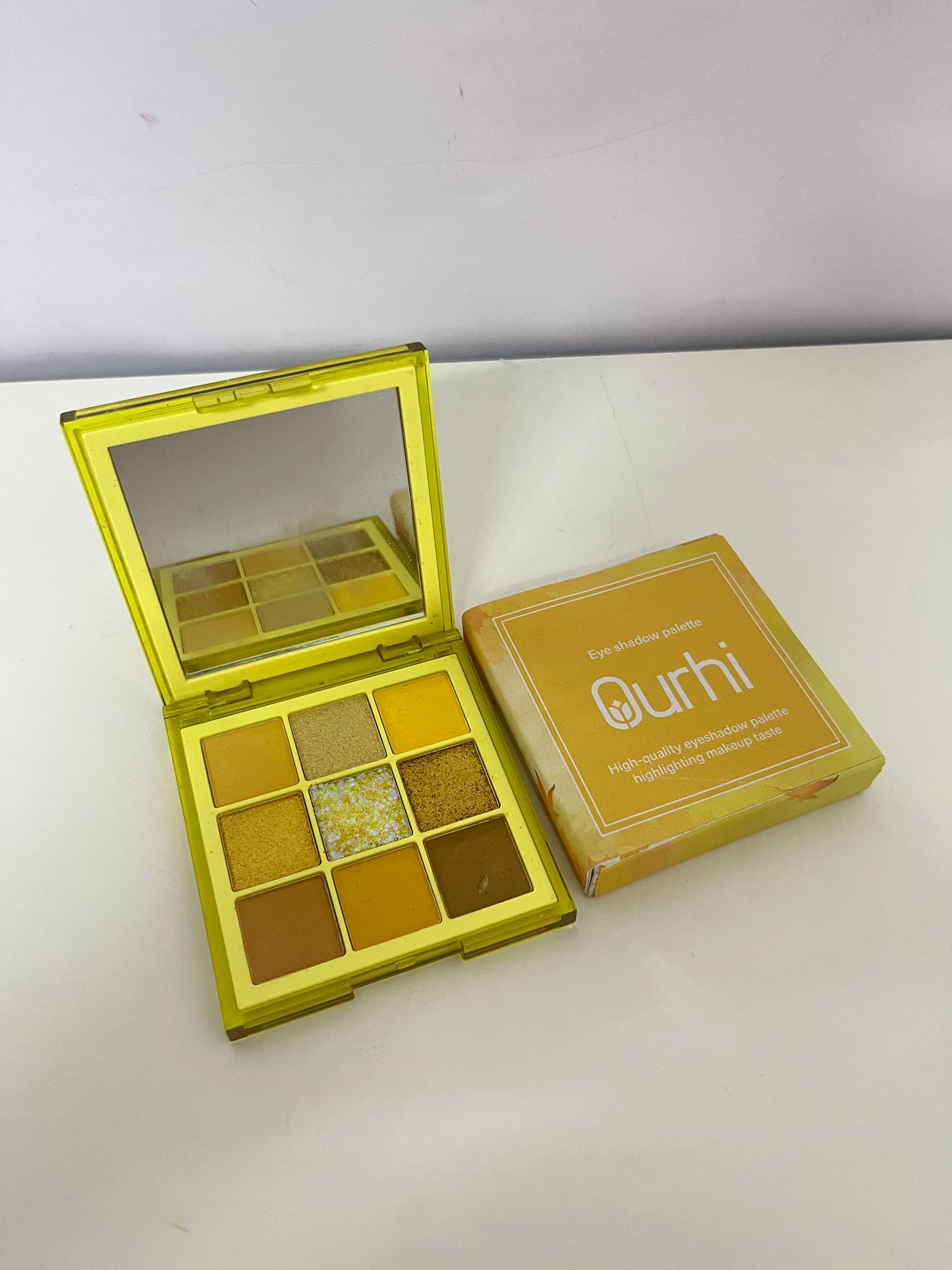 Ourhi 9-Color Warm Yellow Eyeshadow Palette High Pigmentation Long-Lasting A Warm Choice for Eye Makeup Creativity