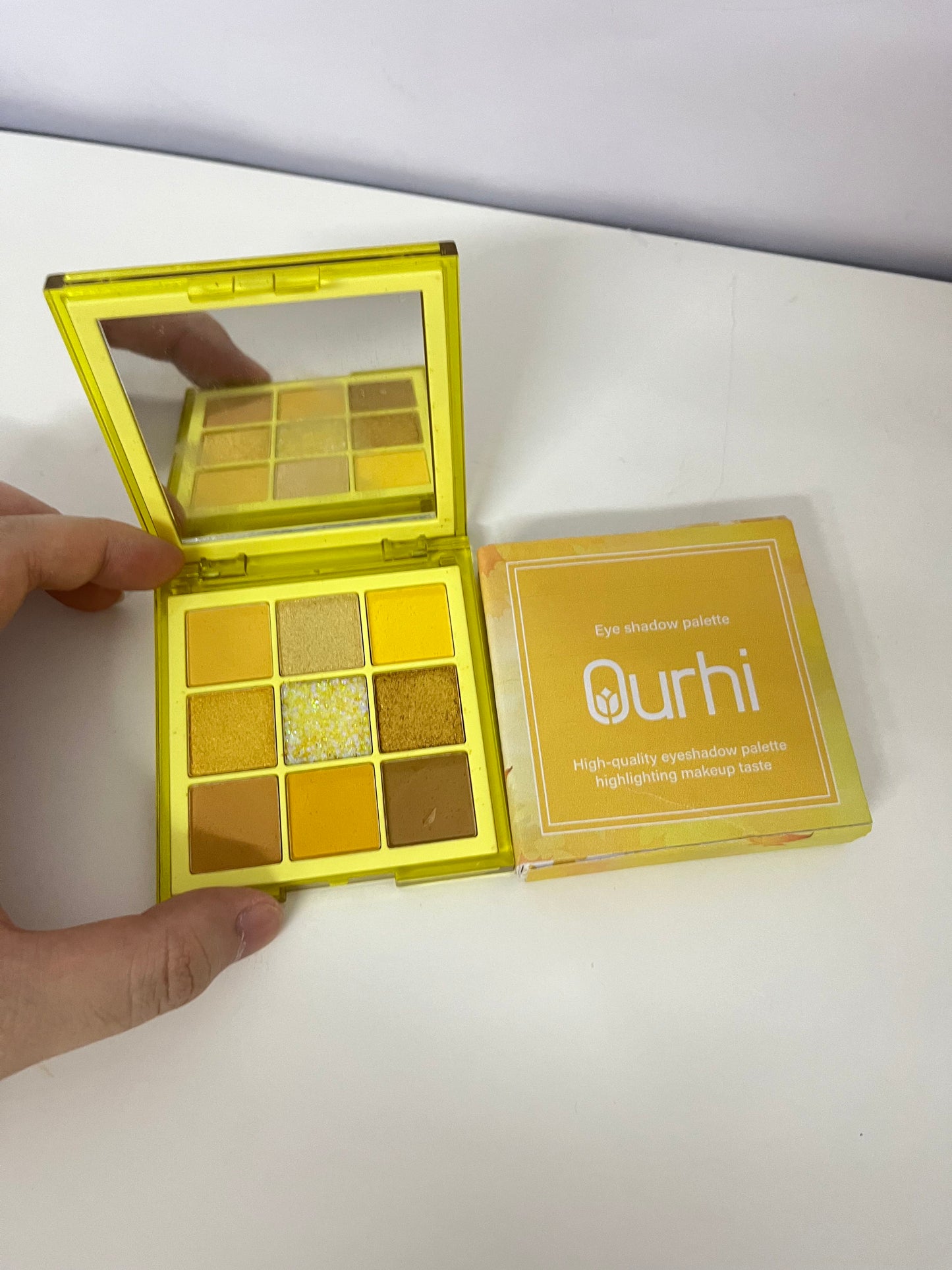 Ourhi 9-Color Warm Yellow Eyeshadow Palette High Pigmentation Long-Lasting A Warm Choice for Eye Makeup Creativity