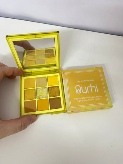 Ourhi 9-Color Warm Yellow Eyeshadow Palette High Pigmentation Long-Lasting A Warm Choice for Eye Makeup Creativity