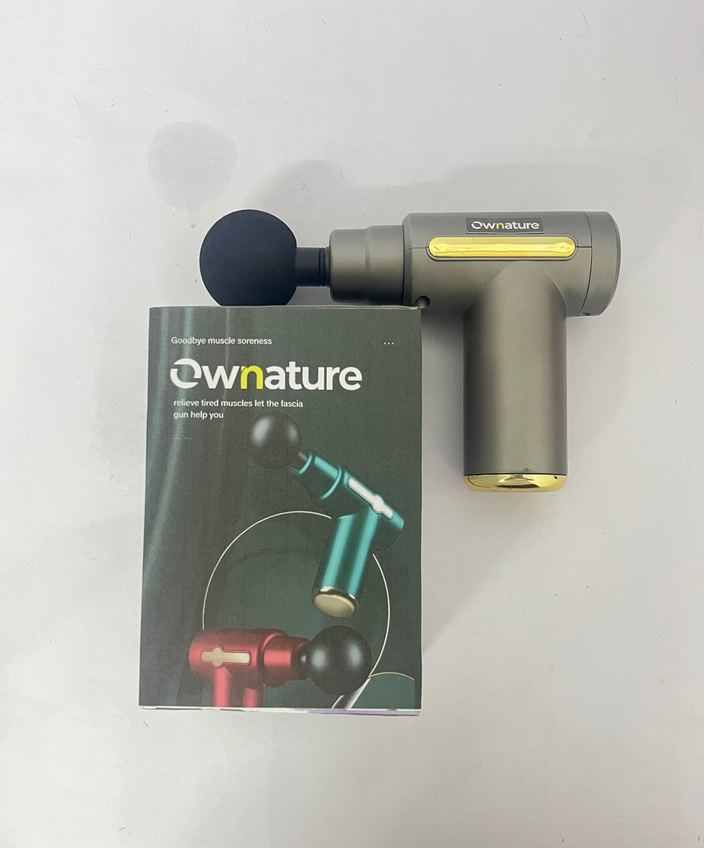 Ownature Mini Handheld Massage Gun – Deep Tissue Muscle Massager with 6 Speeds, 4 Heads, Type-C Charging – Lightweight & Quiet – for Athletes, Seniors, Office Use (Gray)