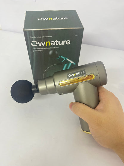 Ownature Mini Handheld Massage Gun – Deep Tissue Muscle Massager with 6 Speeds, 4 Heads, Type-C Charging – Lightweight & Quiet – for Athletes, Seniors, Office Use (Gray)