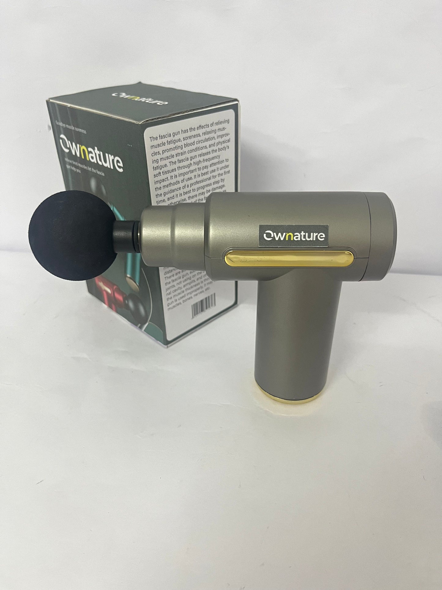 Ownature Mini Handheld Massage Gun – Deep Tissue Muscle Massager with 6 Speeds, 4 Heads, Type-C Charging – Lightweight & Quiet – for Athletes, Seniors, Office Use (Gray)