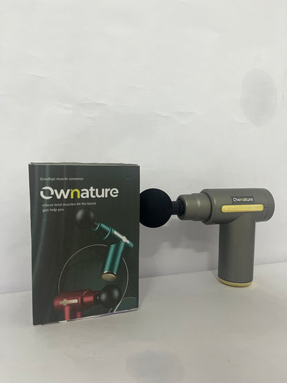 Ownature Mini Handheld Massage Gun – Deep Tissue Muscle Massager with 6 Speeds, 4 Heads, Type-C Charging – Lightweight & Quiet – for Athletes, Seniors, Office Use (Gray)
