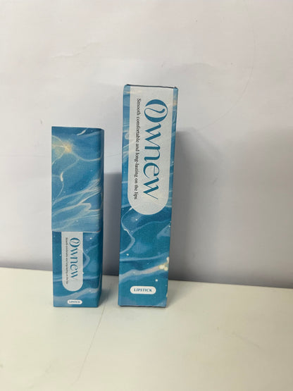 Ownew Artistic Blue & White Marble Lipstick, Caramel Reddish Brown - Smooth, Long-Lasting, Non-Drying | Aesthetic High-Value Lip Color for Trendsetters