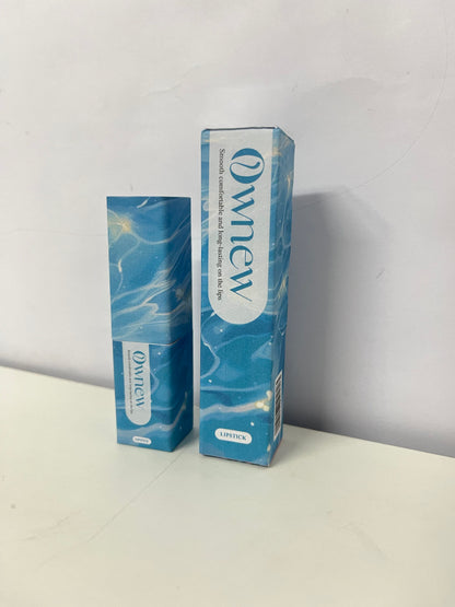 Ownew Artistic Blue & White Marble Lipstick, Caramel Reddish Brown - Smooth, Long-Lasting, Non-Drying | Aesthetic High-Value Lip Color for Trendsetters