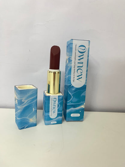 Ownew Artistic Blue & White Marble Lipstick, Caramel Reddish Brown - Smooth, Long-Lasting, Non-Drying | Aesthetic High-Value Lip Color for Trendsetters