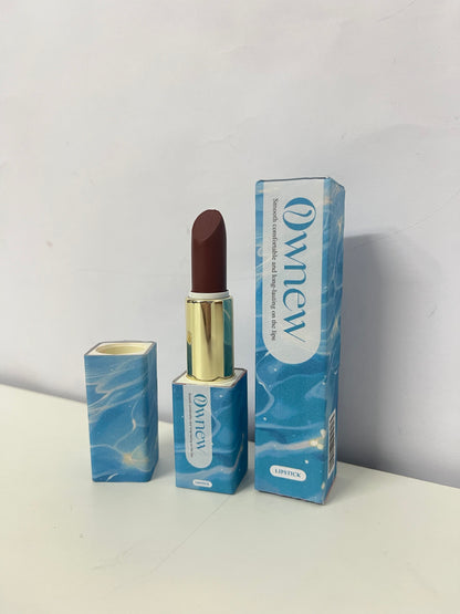 Ownew Artistic Blue & White Marble Lipstick, Caramel Reddish Brown - Smooth, Long-Lasting, Non-Drying | Aesthetic High-Value Lip Color for Trendsetters