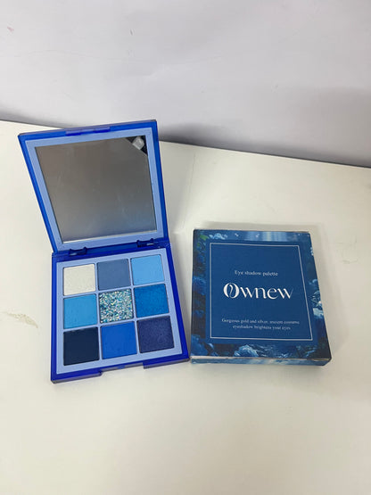 Ownew 9-Color Blue Eyeshadow Palette, Matte Shimmer Glitter Multi-Textures, Portable with Mirror, Long-Lasting Pigmented Eye Makeup Palette for Bold & Elegant Looks