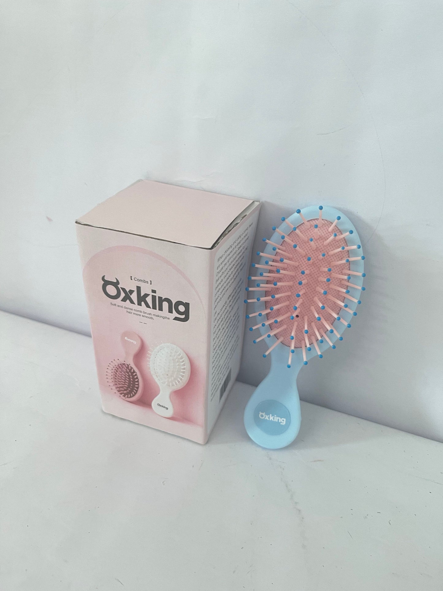 Oxking Hair combs Mini Hair Brush Set, Pastel Colors, Portable Detangling Combs with Air Cushion (blue A)