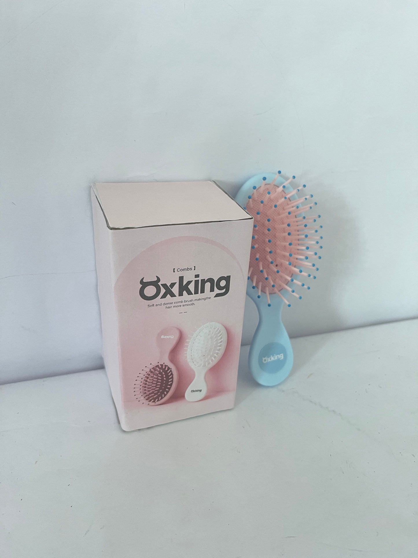 Oxking Hair combs Mini Hair Brush Set, Pastel Colors, Portable Detangling Combs with Air Cushion (blue A)