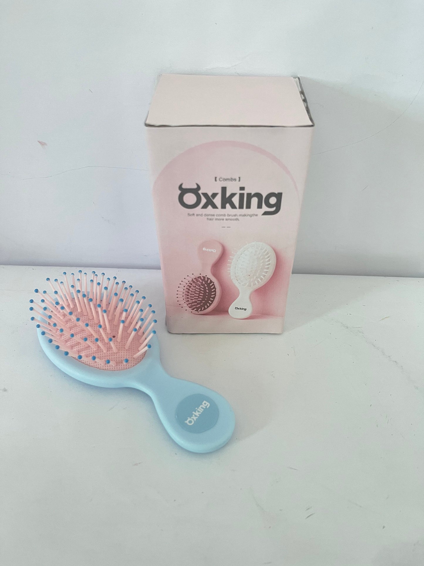 Oxking Hair combs Mini Hair Brush Set, Pastel Colors, Portable Detangling Combs with Air Cushion (blue A)