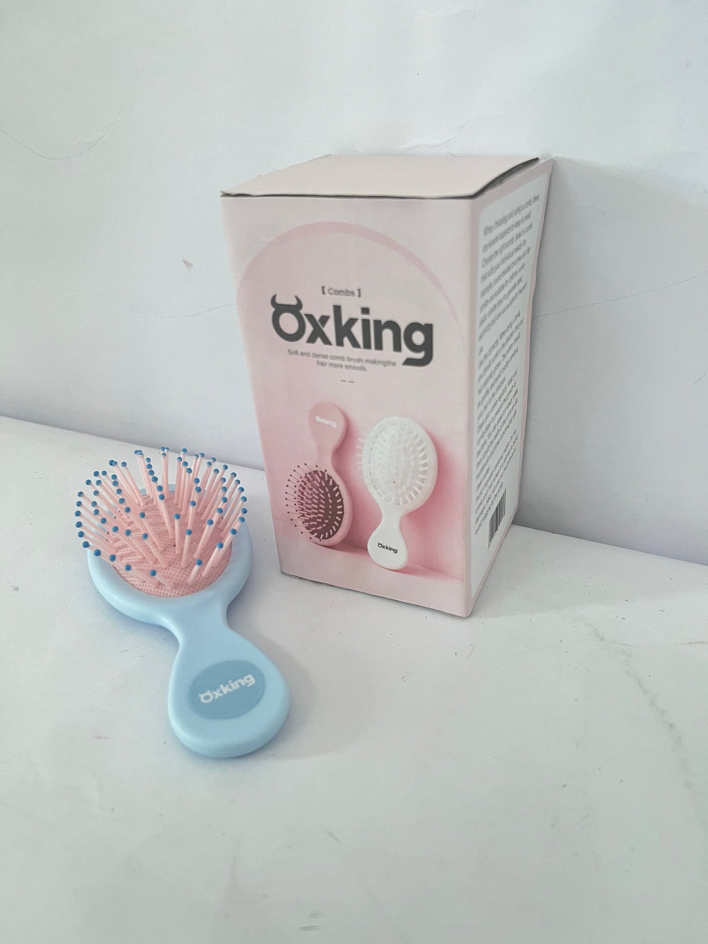 Oxking Hair combs Mini Hair Brush Set, Pastel Colors, Portable Detangling Combs with Air Cushion (blue A)
