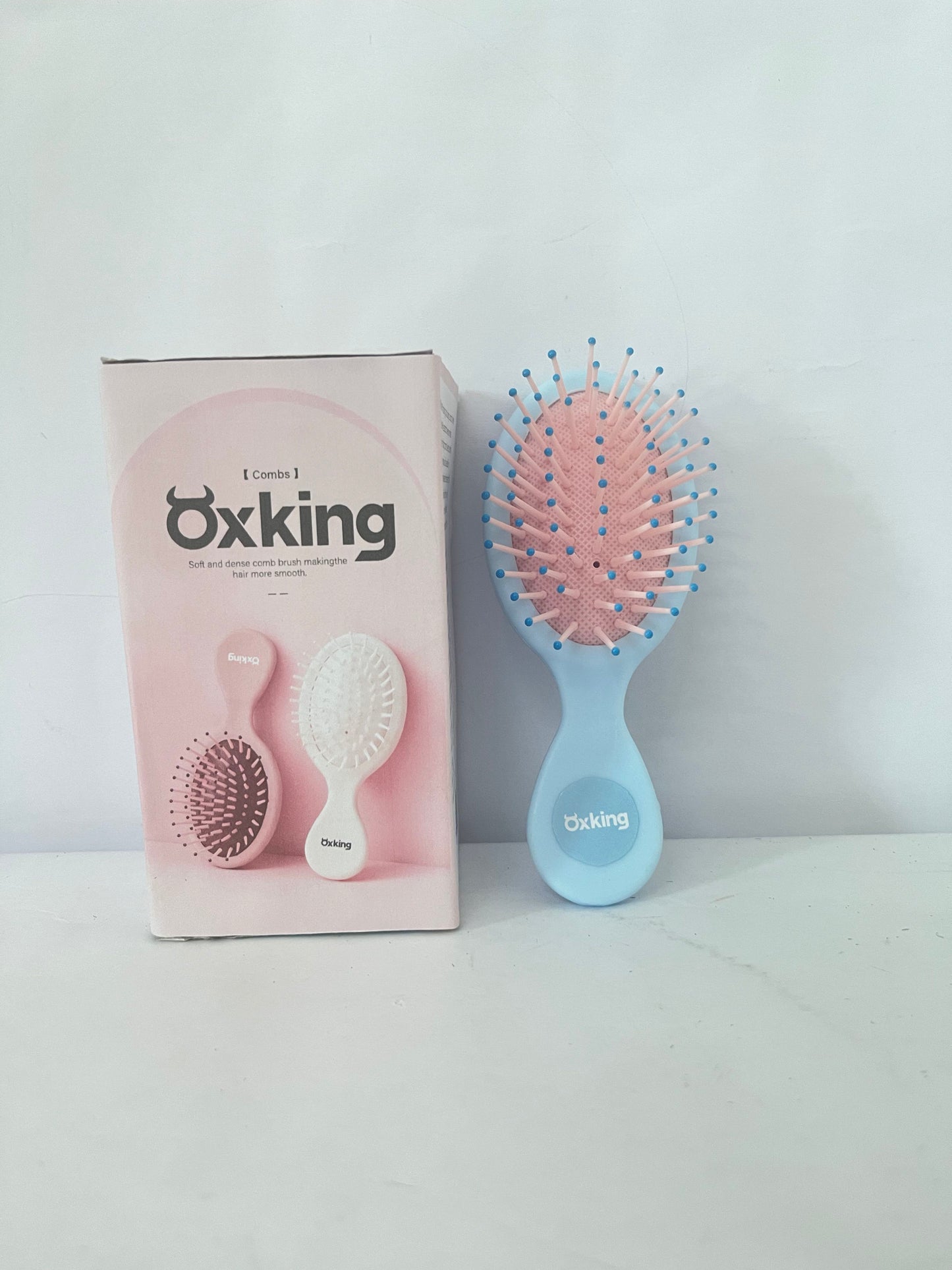 Oxking Hair combs Mini Hair Brush Set, Pastel Colors, Portable Detangling Combs with Air Cushion (blue A)