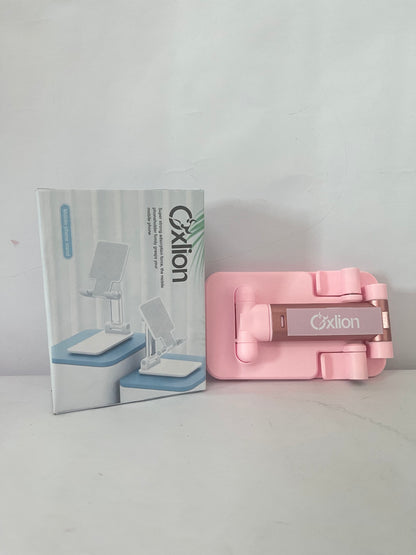 Oxlion Mounts for smartphones Cell Phone Stand, Adjustable Angle and Height Cell Phone Holder for Desk, Foldable and Portable, Anti-Slip Silicone Pad, Compatible with All Mobile Phones and 4-8 Inch Devices, Pink