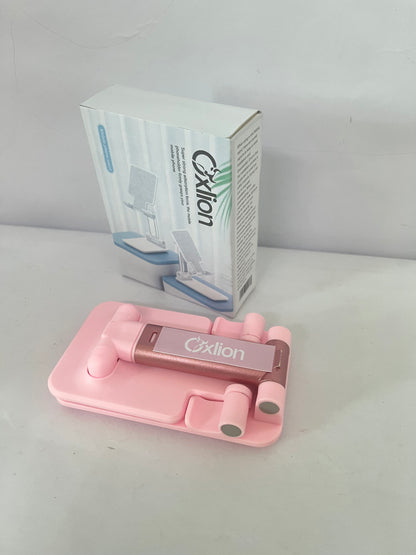 Oxlion Mounts for smartphones Cell Phone Stand, Adjustable Angle and Height Cell Phone Holder for Desk, Foldable and Portable, Anti-Slip Silicone Pad, Compatible with All Mobile Phones and 4-8 Inch Devices, Pink
