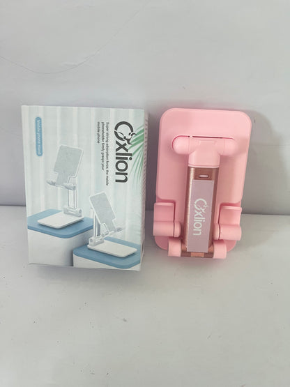 Oxlion Mounts for smartphones Cell Phone Stand, Adjustable Angle and Height Cell Phone Holder for Desk, Foldable and Portable, Anti-Slip Silicone Pad, Compatible with All Mobile Phones and 4-8 Inch Devices, Pink