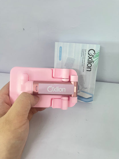 Oxlion Mounts for smartphones Cell Phone Stand, Adjustable Angle and Height Cell Phone Holder for Desk, Foldable and Portable, Anti-Slip Silicone Pad, Compatible with All Mobile Phones and 4-8 Inch Devices, Pink
