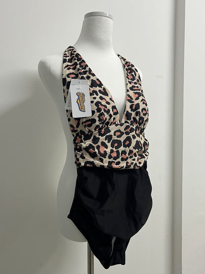 PATCHAPPY Leopard print swimsuit Women's V-Neck Open Back One Piece Swimsuits