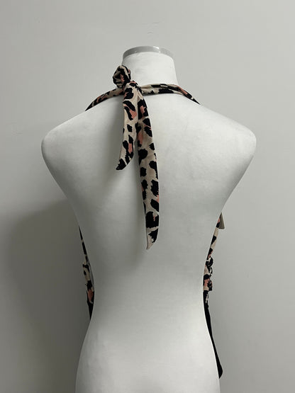 PATCHAPPY Leopard print swimsuit Women's V-Neck Open Back One Piece Swimsuits