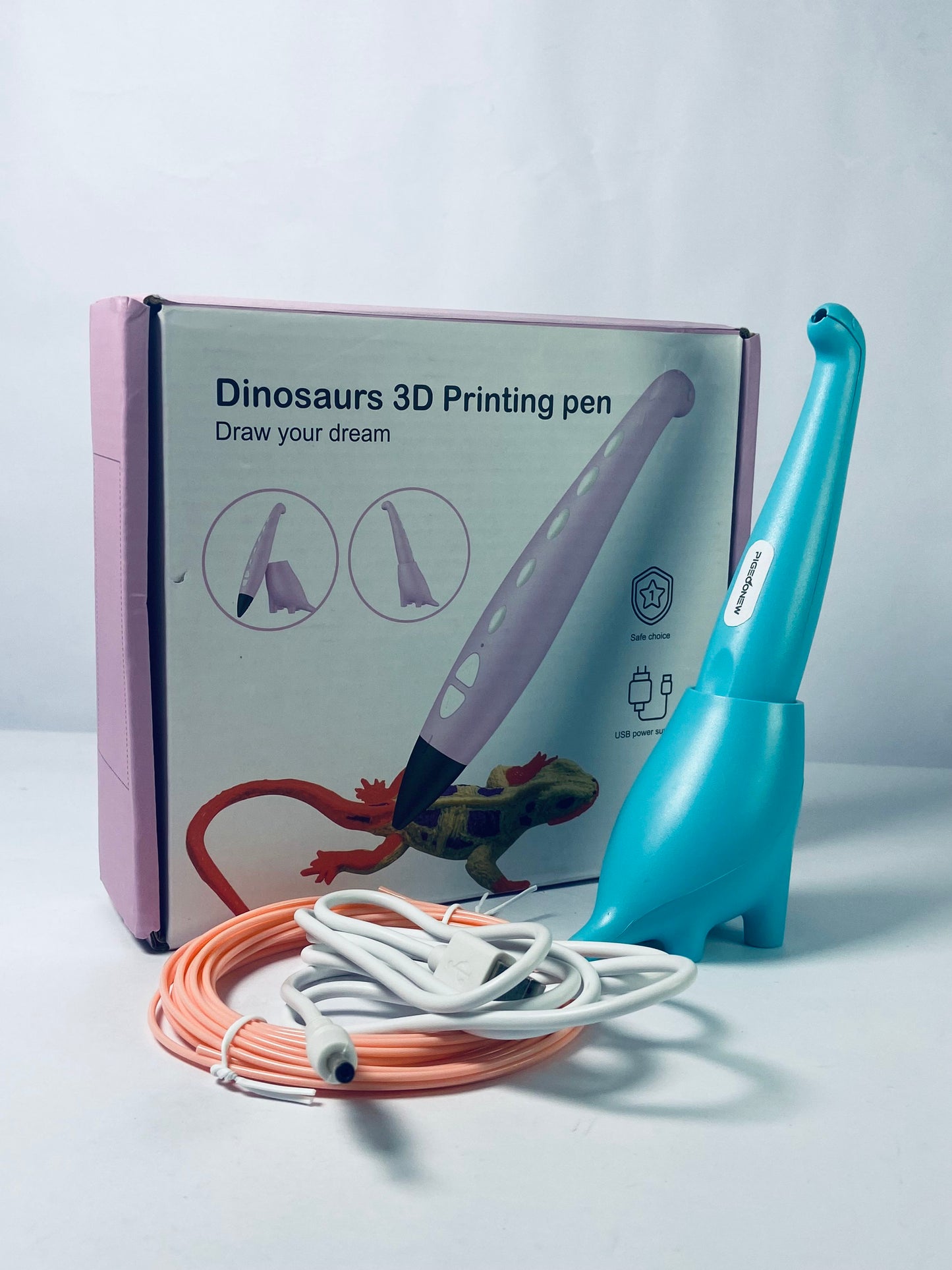 PIGEOONEW 3D Printing Pen with Display - Includes 3D Pen, 3 Starter Colors of PLA Filament, Stencil Book + Project Guide, and Charger