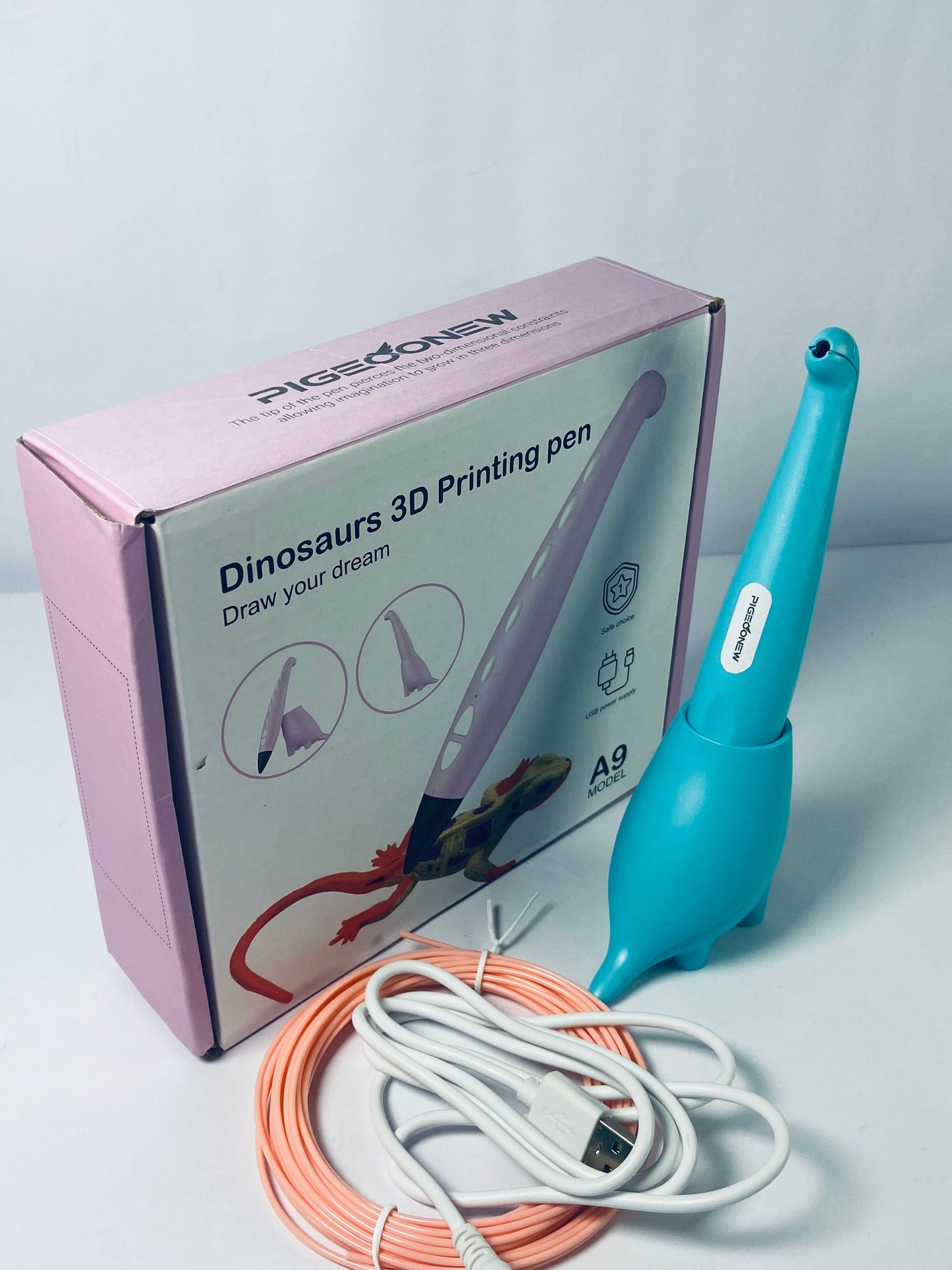 PIGEOONEW 3D Printing Pen with Display - Includes 3D Pen, 3 Starter Colors of PLA Filament, Stencil Book + Project Guide, and Charger