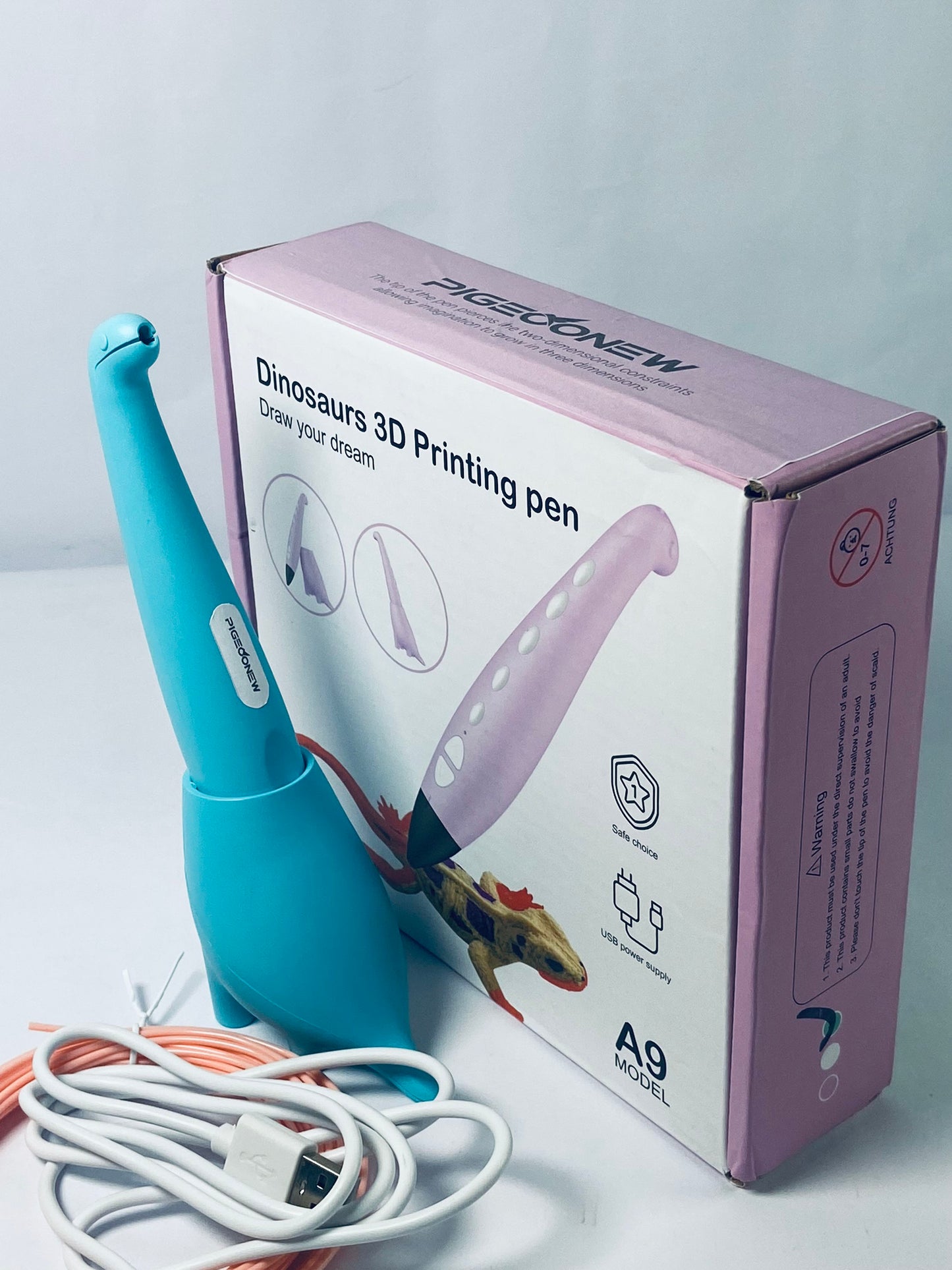 PIGEOONEW 3D Printing Pen with Display - Includes 3D Pen, 3 Starter Colors of PLA Filament, Stencil Book + Project Guide, and Charger
