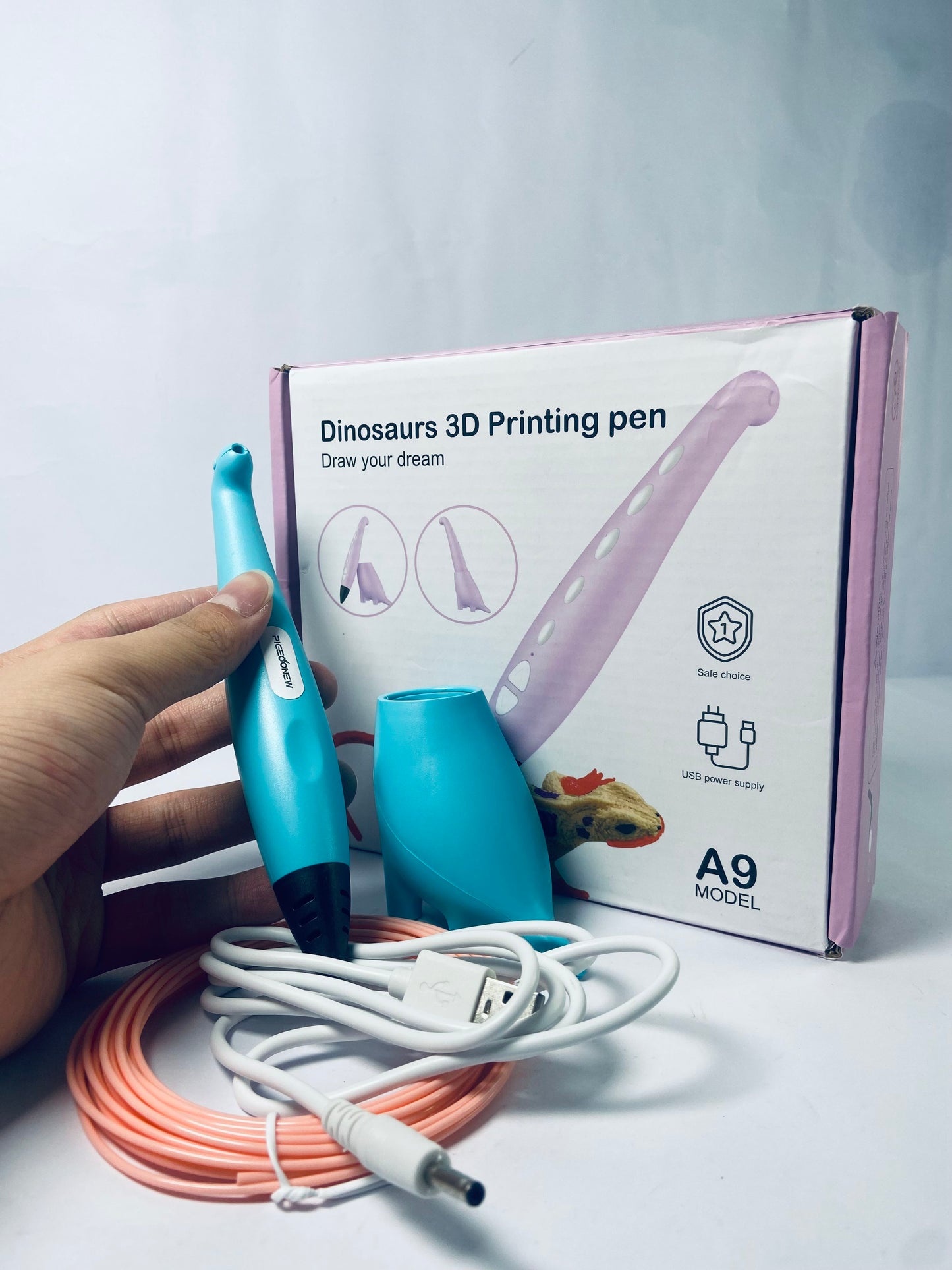 PIGEOONEW 3D Printing Pen with Display - Includes 3D Pen, 3 Starter Colors of PLA Filament, Stencil Book + Project Guide, and Charger