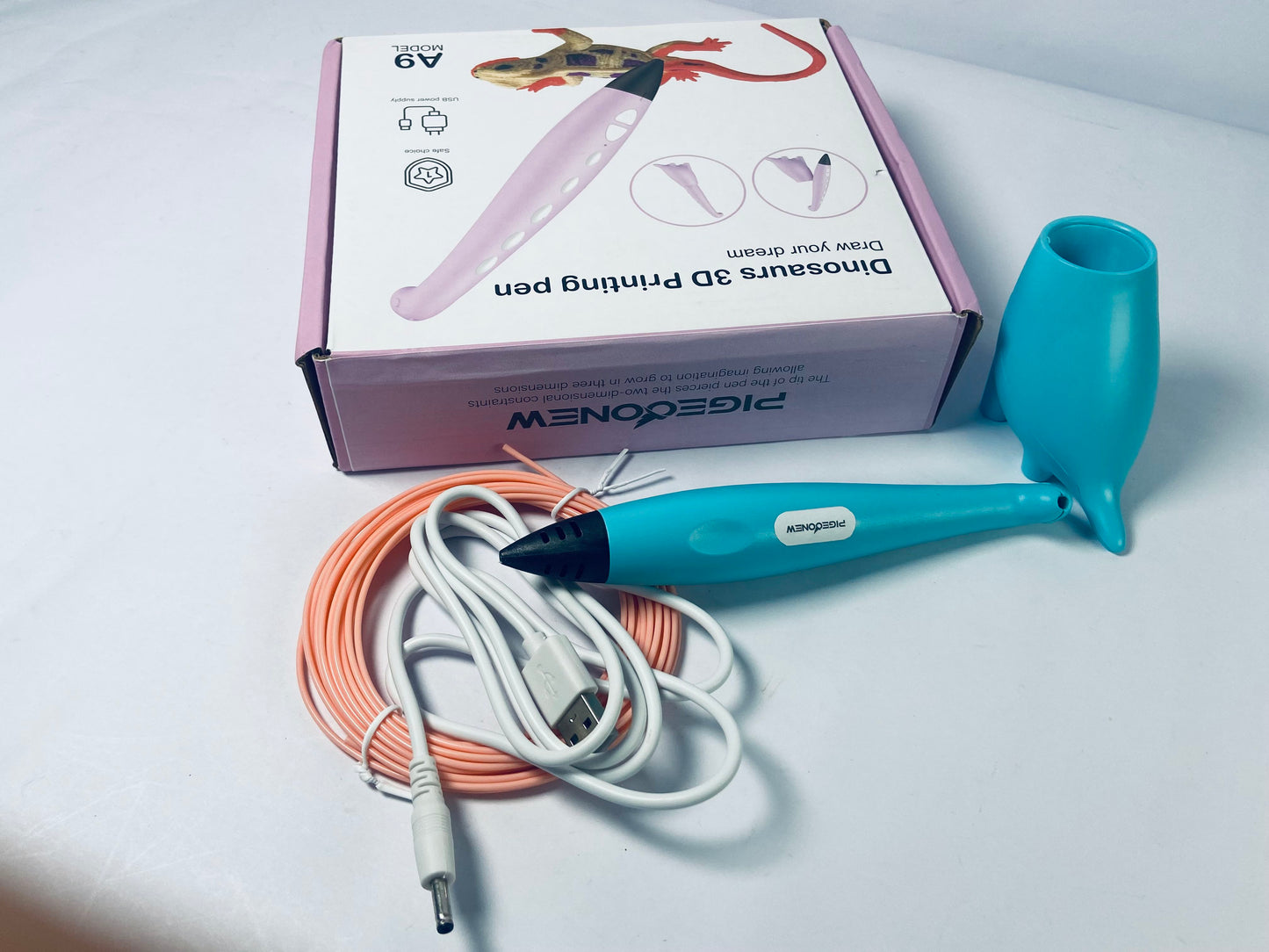 PIGEOONEW 3D Printing Pen with Display - Includes 3D Pen, 3 Starter Colors of PLA Filament, Stencil Book + Project Guide, and Charger