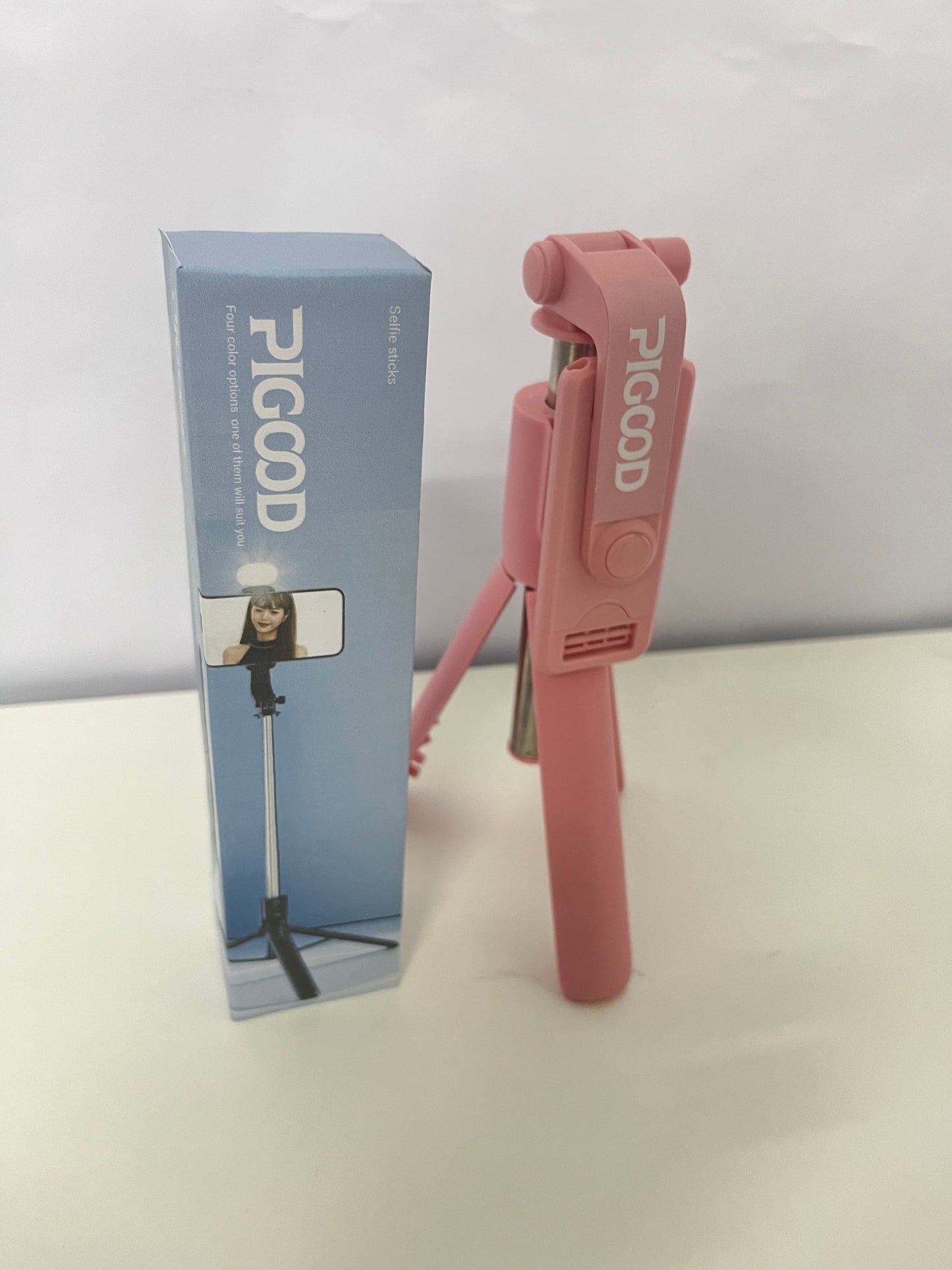 PIGOOD Multifunctional Bluetooth Selfie Stick Tripod with Fill Light, Portable Foldable, All-in-One Solution for Phone Selfie, Live Streaming & Video Creation