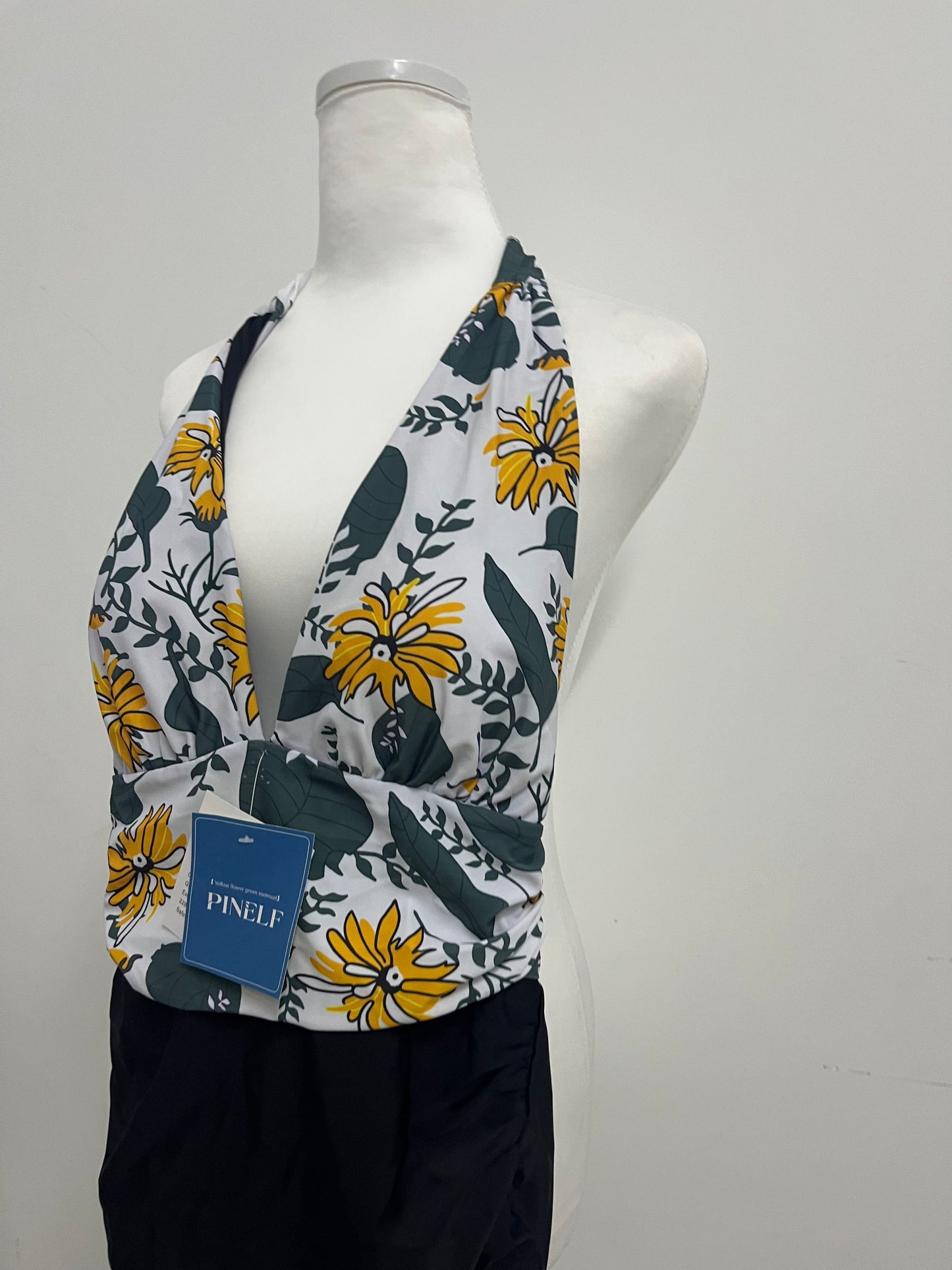 PINELF Floral Halter One-Piece Swimsuit,A stylish must-have for summer beaches and pools