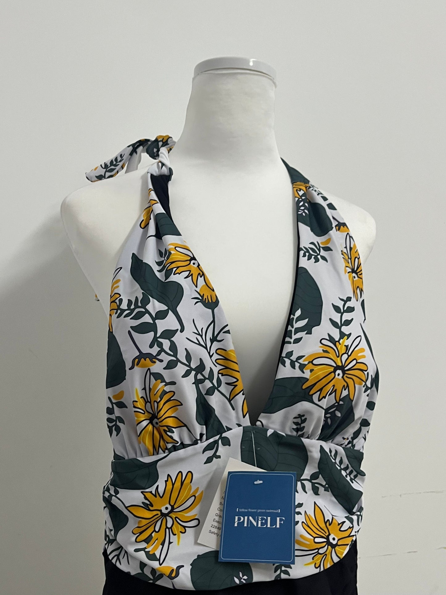 PINELF Floral Halter One-Piece Swimsuit,A stylish must-have for summer beaches and pools