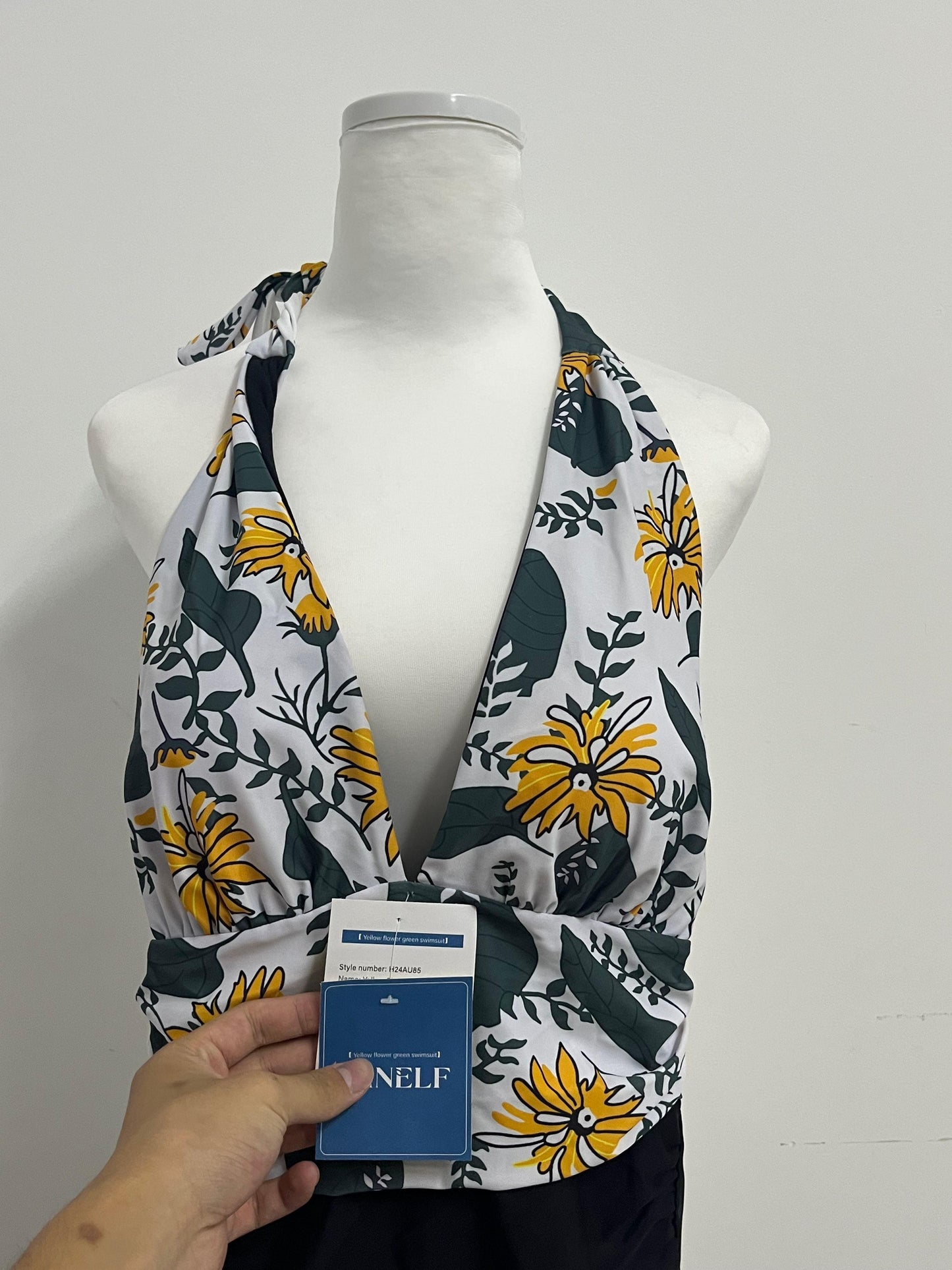 PINELF Floral Halter One-Piece Swimsuit,A stylish must-have for summer beaches and pools