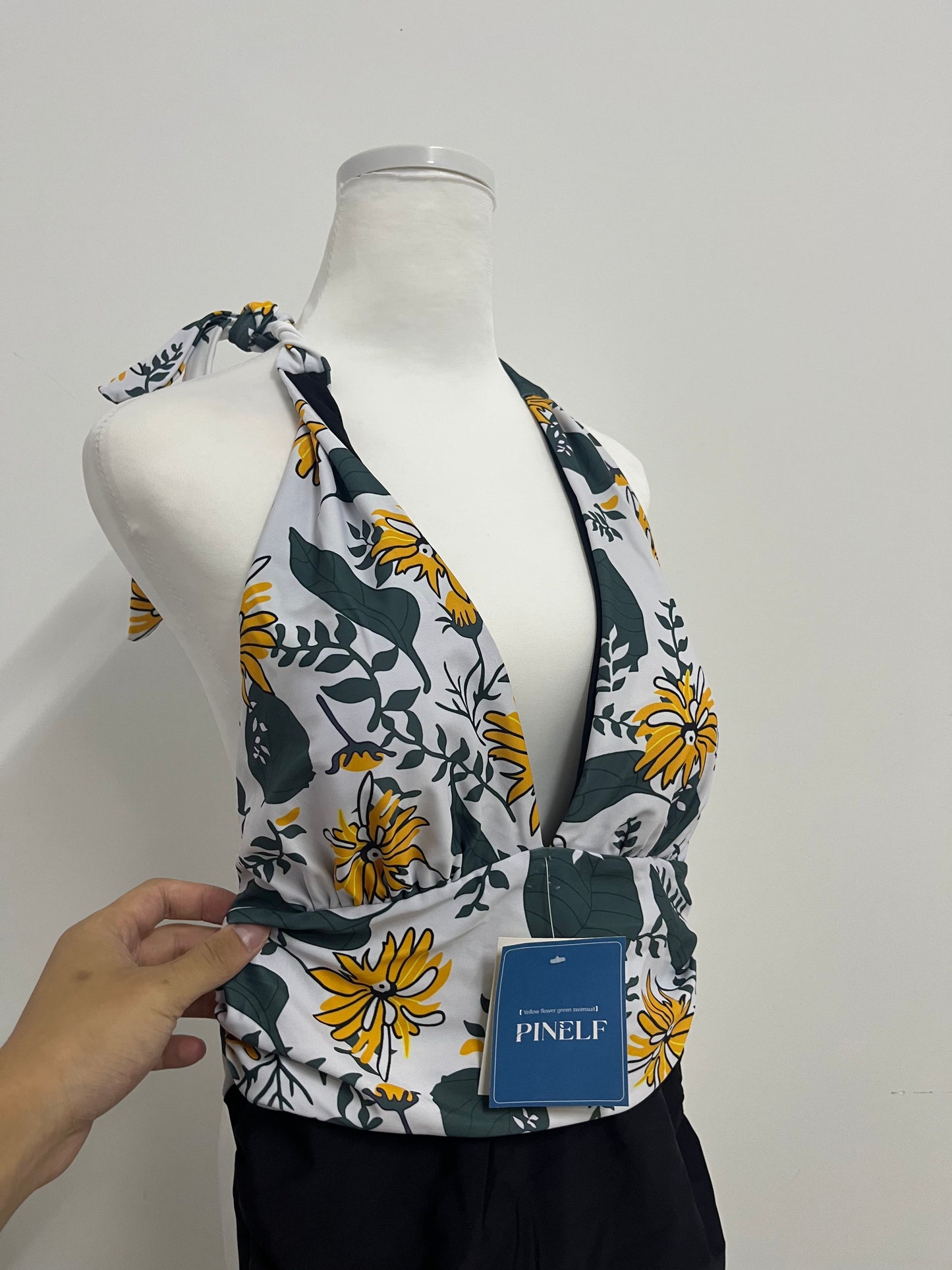 PINELF Floral Halter One-Piece Swimsuit,A stylish must-have for summer beaches and pools