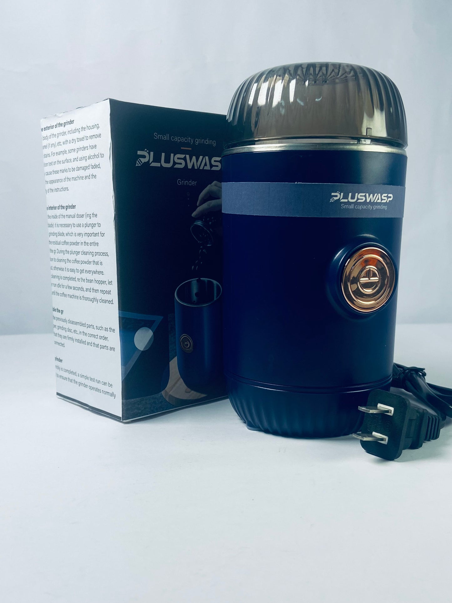 PLUSWASP Fresh Grind Electric Coffee Grinder for Beans,Spices and More,Stainless Steel Blades,Removable Chamber,Makes up to 12 Cups,Blue